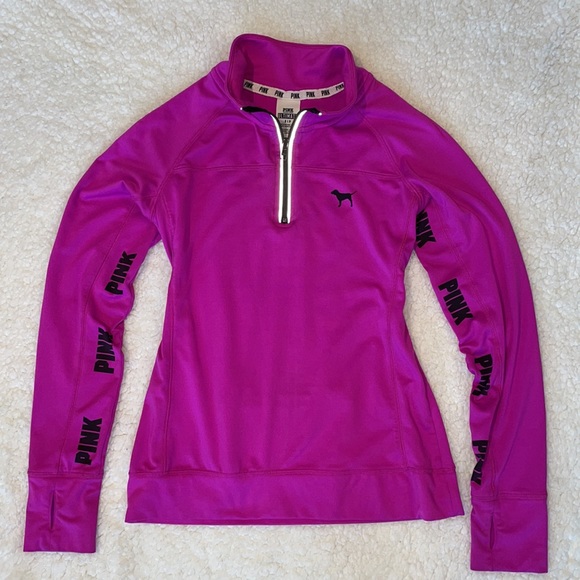 PINK Victoria's Secret Tops - PINK Ultimate Quarter Zip Magenta Long Sleeve Top